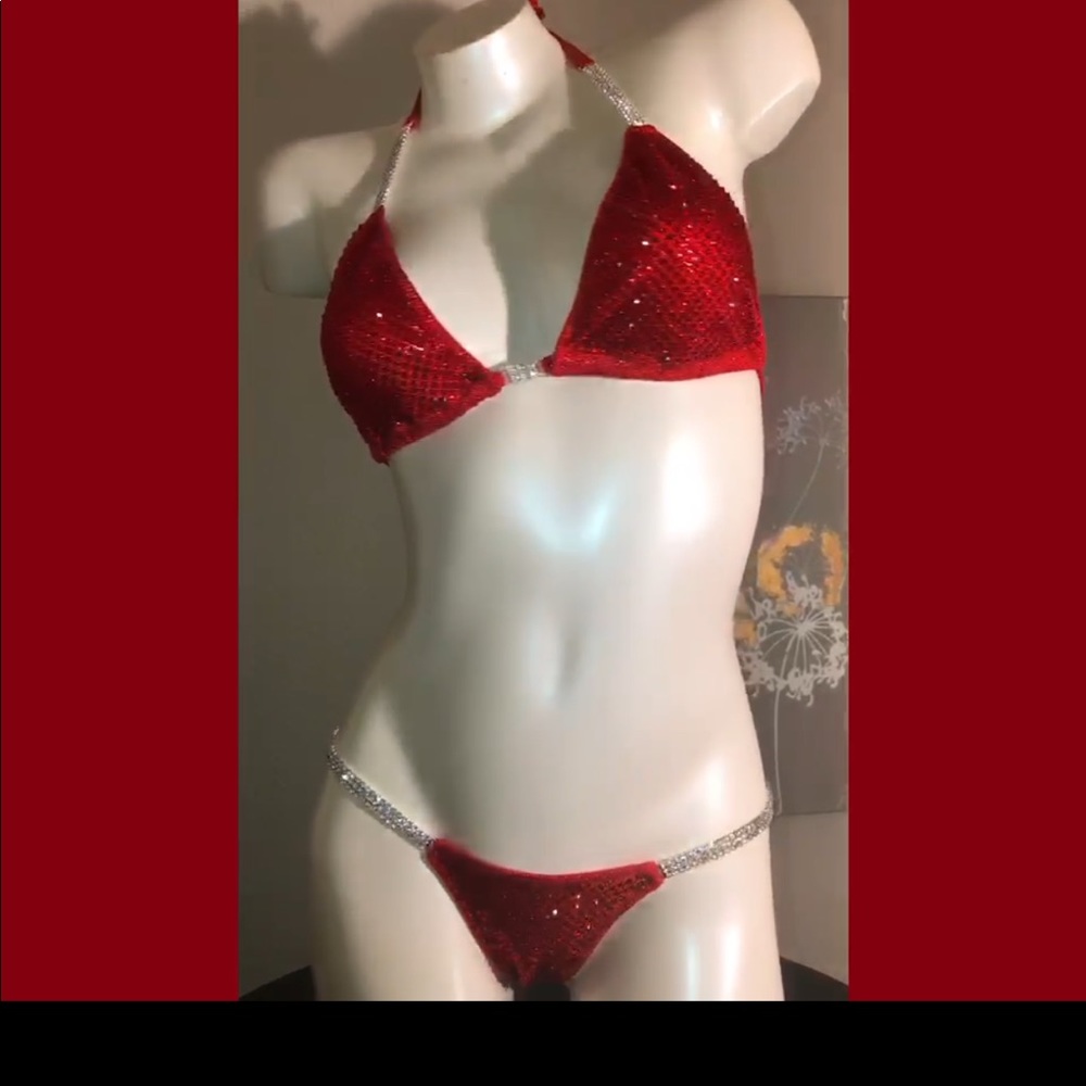 Red competition bikini